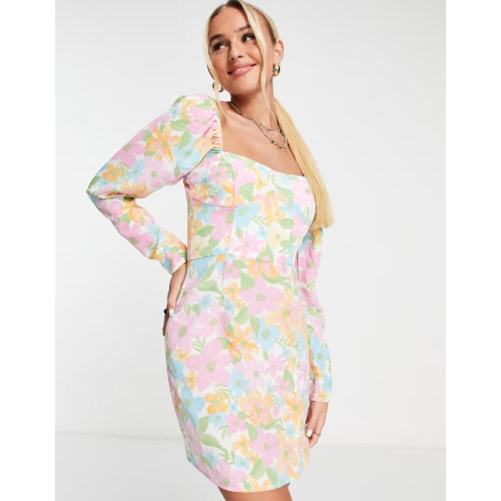 The Frolic Floral Print Square Neck Mini Dress Multi Size‎ 10